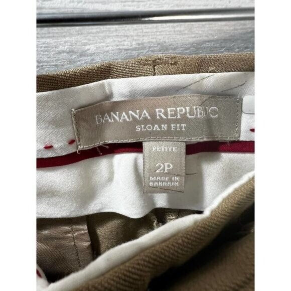 Banana Republic Sloan Fit Petite Khaki Ankle Pants Womens 2P Stretch Cotton Blen - Picture 5 of 5